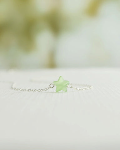 SALE- Tiny jade star necklace - colored jade star - 1224