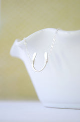 Lucky sterling silver horseshoe necklace - small silver horseshoe necklace - lucky horseshoe - 1113