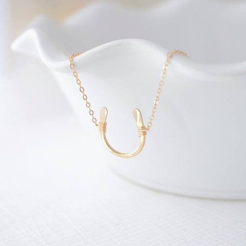 Gold horseshoe necklace - lucky gold necklace1113