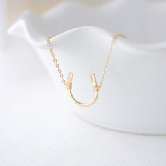 Gold horseshoe necklace - lucky gold necklace1113