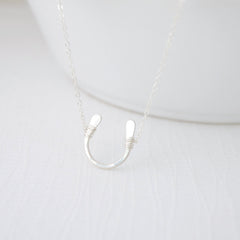 Lucky sterling silver horseshoe necklace - small silver horseshoe necklace - lucky horseshoe - 1113