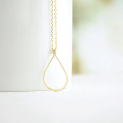 Gold Raindrop Necklace -gold filled teardrop necklace - 1264