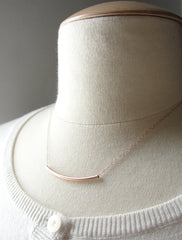 Rose gold curved bar necklace - pink gold bar necklace