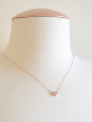 Rose gold heart initial necklace - rose gold necklace with rose gold stamped heart -1267